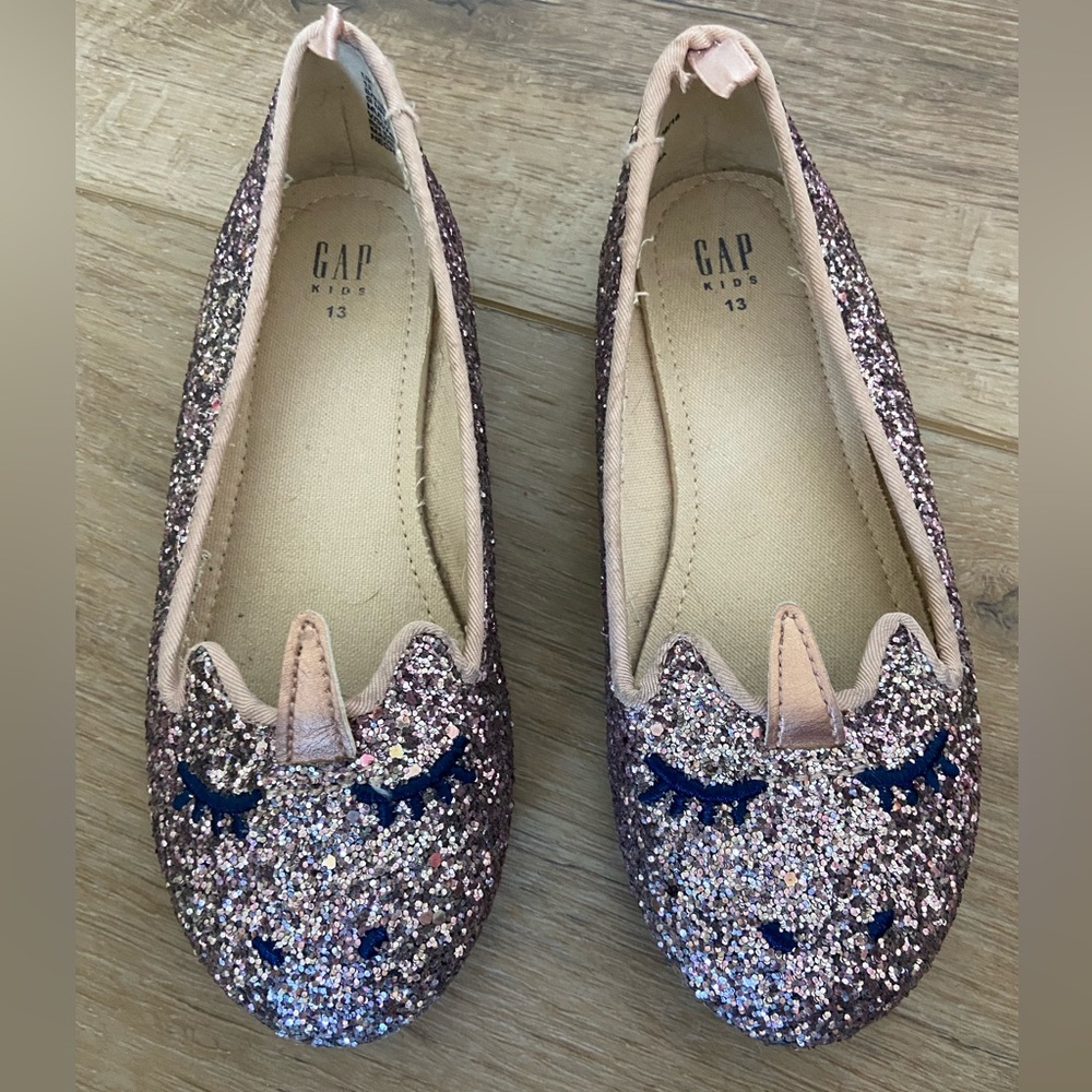 Gap glitter unicorn flats girls size 13